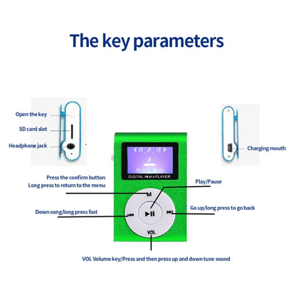 Mini Lavalier Metal MP3 Music Player with Screen, Style: with Earphone+Cable(Green) - MP3 Player by buy2fix | Online Shopping UK | buy2fix