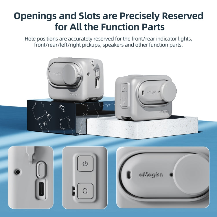 For Insta360 GO 3 AMagisn Silicone Body Cover Protective Case With Lanyard(Blue) by aMagisn