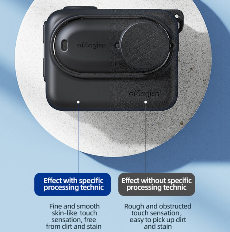 For Insta360 GO 3 AMagisn Silicone Body Cover Protective Case With Lanyard(Blue) by aMagisn