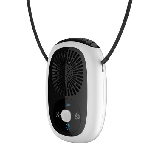 Leafless Hanging Neck Fan Mini Handheld Fan USB Rechargeable Fan  With Negative Ions White