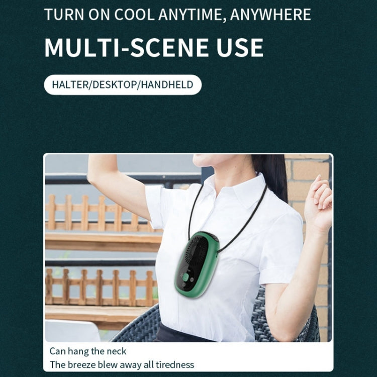 Leafless Hanging Neck Fan Mini Handheld Fan USB Rechargeable Fan With Negative Ions Green by buy2fix