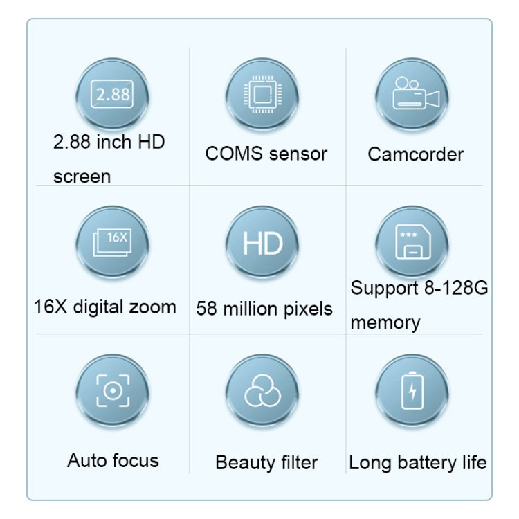 2.88 Inch IPS Screen HD Digital Camera 16X Zoom Portable CCD Camera(Champagne Gold) - Video Cameras by buy2fix | Online Shopping UK | buy2fix