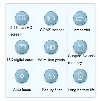 2.88 Inch IPS Screen HD Digital Camera 16X Zoom Portable CCD Camera(Champagne Gold) - Video Cameras by buy2fix | Online Shopping UK | buy2fix