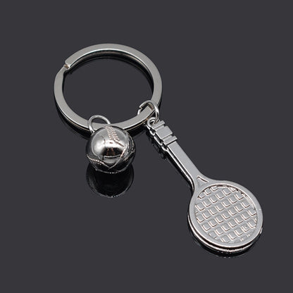 2pcs Simulation Tennis Racket Metal Key Chain Small Gift(BY-297) by buy2fix