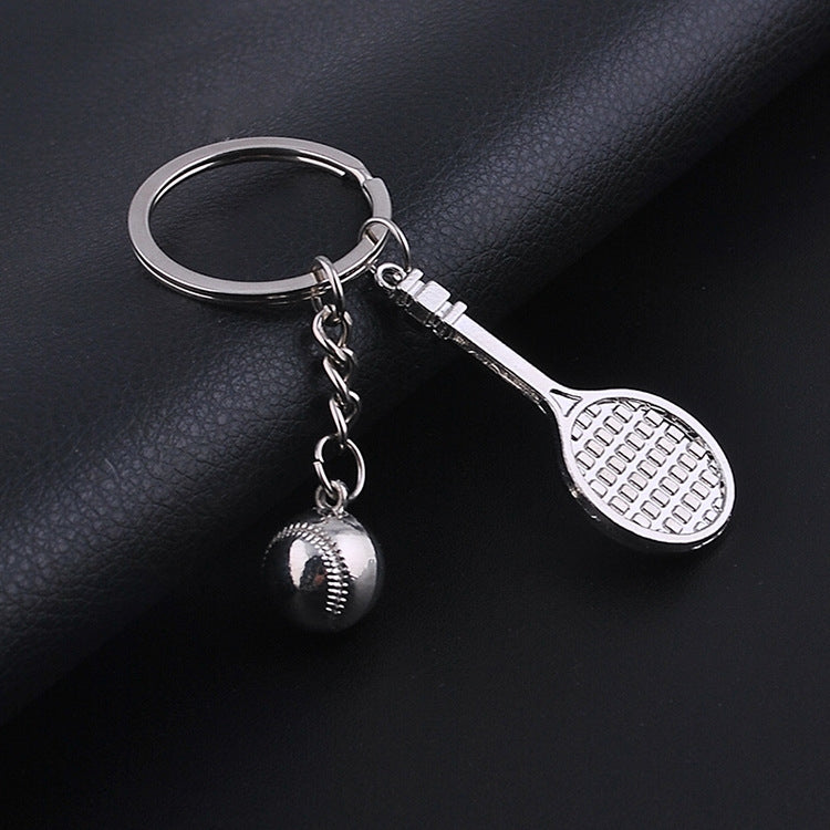 2pcs Simulation Tennis Racket Metal Key Chain Small Gift(BY-297) by buy2fix