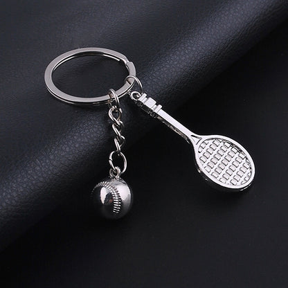 2pcs Simulation Tennis Racket Metal Key Chain Small Gift(BY-297) by buy2fix