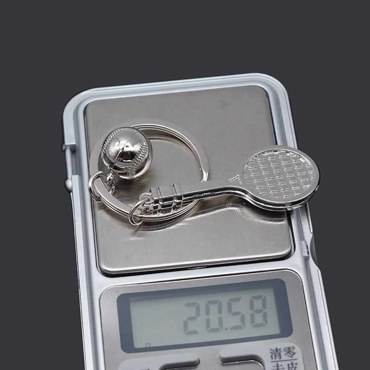2pcs Simulation Tennis Racket Metal Key Chain Small Gift(BY-297) by buy2fix