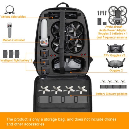 For DJI AVATA Storage Bag Hard Shell Waterproof Shoulder Bag Backpack(Black EVA Lining) by buy2fix