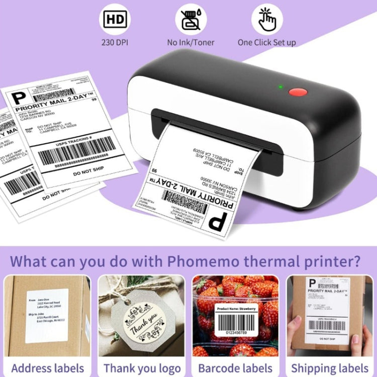 Phomemo PM246S Address Label Printer Thermal Paper Express E-Manifest Printer, Size: US(White) - Receipt Printers by Phomemo | Online Shopping UK | buy2fix