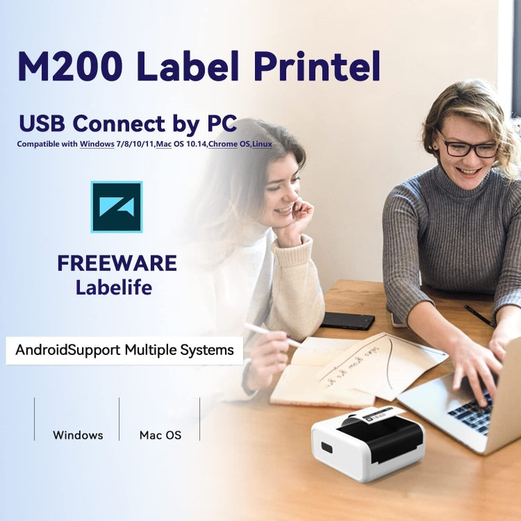 Phomemo M200 QR Code Tag Handheld Portable Bluetooth Thermal Label Printer(White) - Receipt Printers by Phomemo | Online Shopping UK | buy2fix