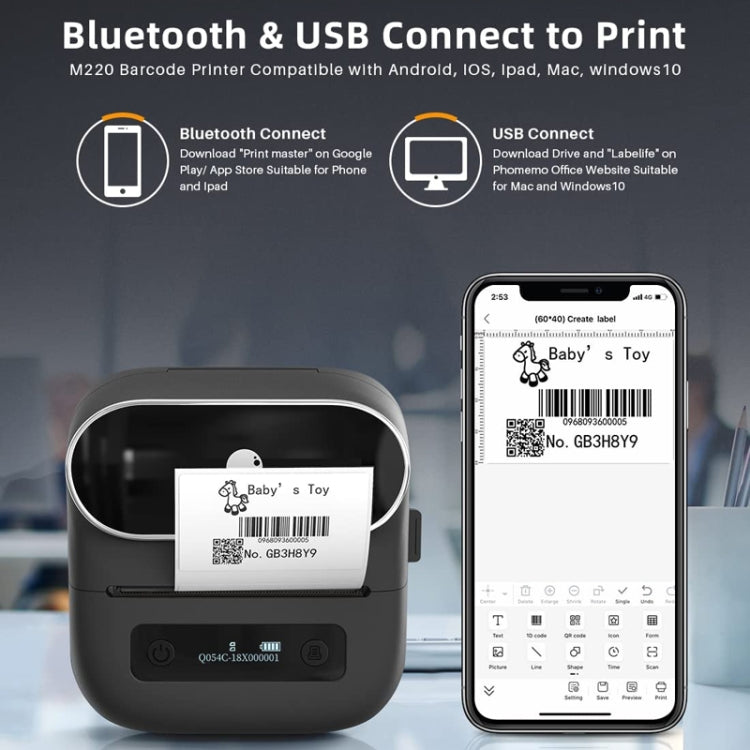 Phomemo M220 Jewelry Clothing Tags Bluetooth Thermist Strip Tag Printer(Pink) - Receipt Printers by Phomemo | Online Shopping UK | buy2fix