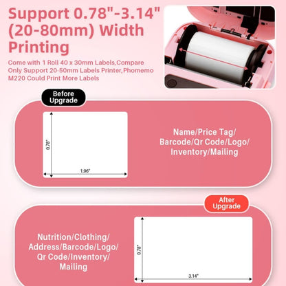 Phomemo M220 Jewelry Clothing Tags Bluetooth Thermist Strip Tag Printer(Pink) - Receipt Printers by Phomemo | Online Shopping UK | buy2fix