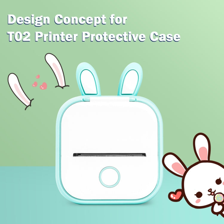 For Phomemo T02 Printer Silicone Protective Case(Green Rabbit Ear) by buy2fix