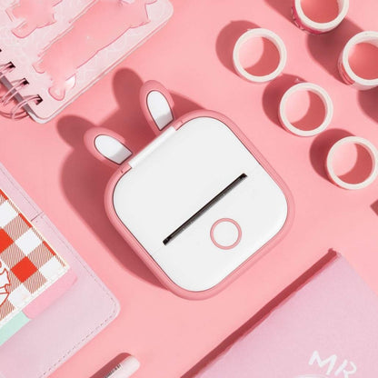 For Phomemo T02 Printer Silicone Protective Case(Pink Rabbit Ear) by buy2fix