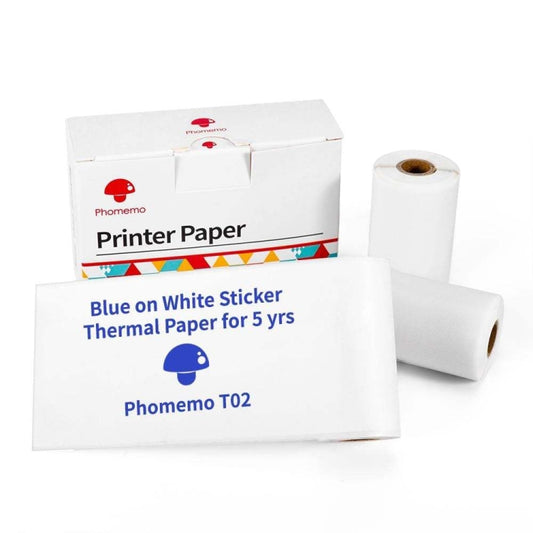 For Phomemo T02 3rolls Bluetooth Printer Thermal Paper Label Paper 50mmx3m 5 Years Blue on White Sticker - Printing Paper by Phomemo | Online Shopping UK | buy2fix