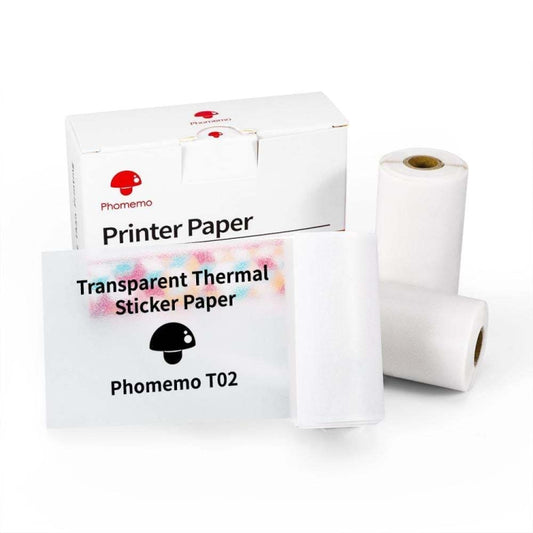 For Phomemo T02 3rolls Bluetooth Printer Thermal Paper Label Paper 50mmx3.5m 20 Years Black on Transparent Sticker - Printing Paper by Phomemo | Online Shopping UK | buy2fix