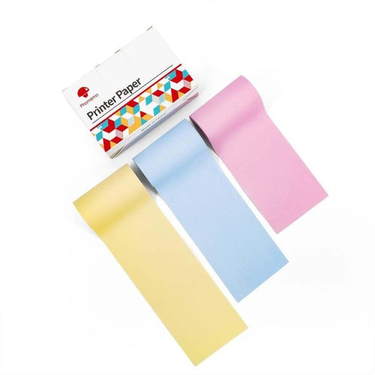 For Phomemo T02 3rolls Bluetooth Printer Thermal Paper Label Paper 53mmx6.5m 5 Years Black on Yellow/Pink/Blue No Adhesive - Printing Paper by Phomemo | Online Shopping UK | buy2fix