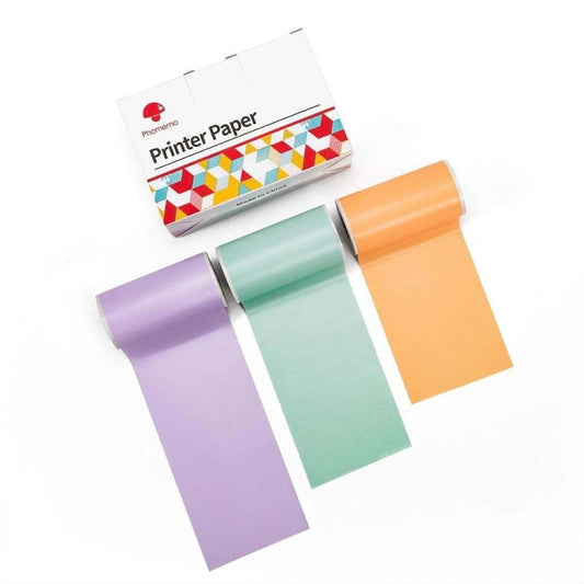 For Phomemo T02 3rolls Bluetooth Printer Thermal Paper Label Paper 50mmx3.5m 20 Years Black on Green/Purple/Orange Sticker - Printing Paper by Phomemo | Online Shopping UK | buy2fix