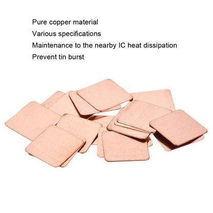 20pcs Laptop Cooling Copper Heat Sink Thermal Conductive Tabs Cell Phone Computer Graphics Card Heat Sinks 20x20x0.8mm by buy2fix
