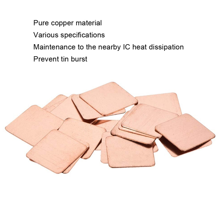 20pcs Laptop Cooling Copper Heat Sink Thermal Conductive Tabs Cell Phone Computer Graphics Card Heat Sinks 15x15x1.5mm by buy2fix