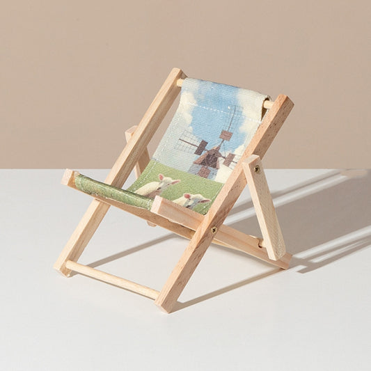 Wooden Craft Mini Desktop Ornament Photography Toys Beach Chair Phone Holder, Style: E by buy2fix