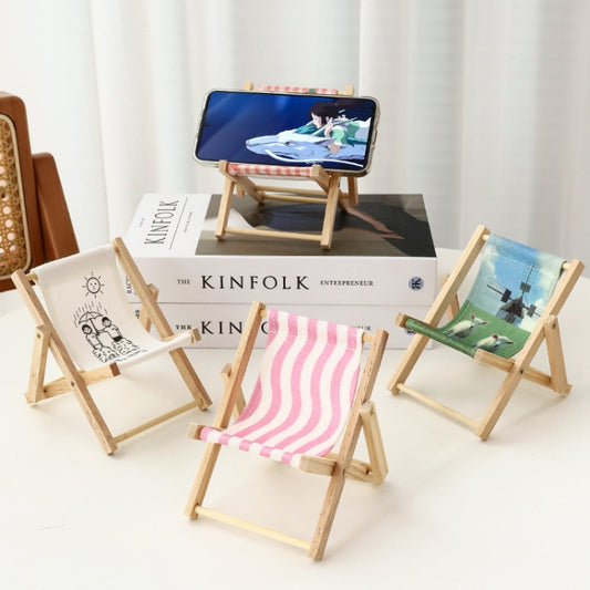 Wooden Craft Mini Desktop Ornament Photography Toys Beach Chair Phone Holder, Style: G by buy2fix