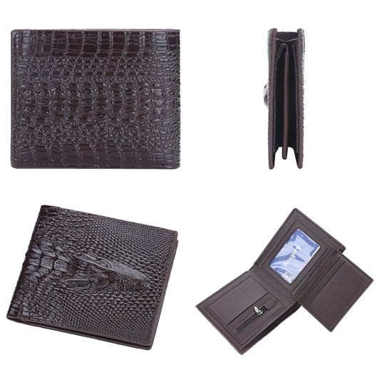 Baellerry Crocodile Print Men Short Wallet Vintage Multi-card Slot Coin Purse(Brown Head) - Wallets by Baellerry | Online Shopping UK | buy2fix