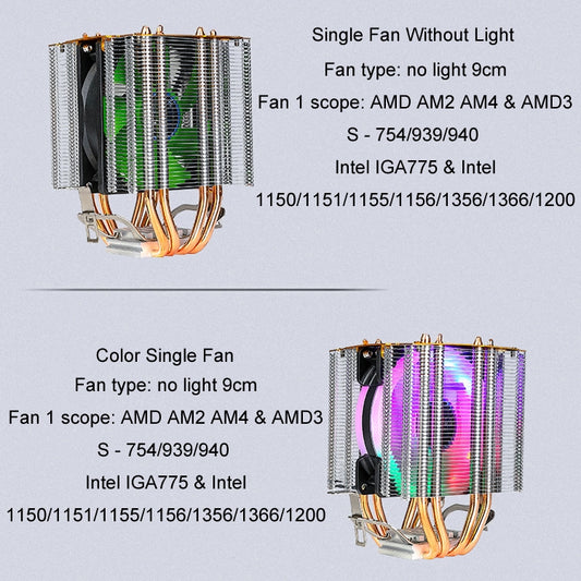 EVESKY 600 Desktop Computer 4 Copper Tube Mute CPU Cooling Fan, Color: Color Single Fan - Fan Cooling by EVESKY | Online Shopping UK | buy2fix