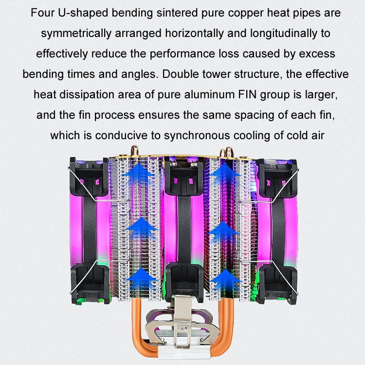 EVESKY 600 Desktop Computer 4 Copper Tube Mute CPU Cooling Fan, Color: Color Single Fan - Fan Cooling by EVESKY | Online Shopping UK | buy2fix