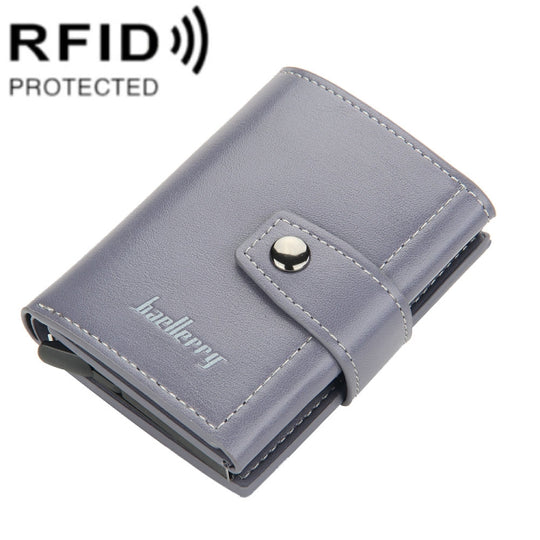 Baellerry RFID Anti-Theft Automatic Pop-Up Card Wallet Buckle Metal Aluminum Shell Card Holder(Grey)