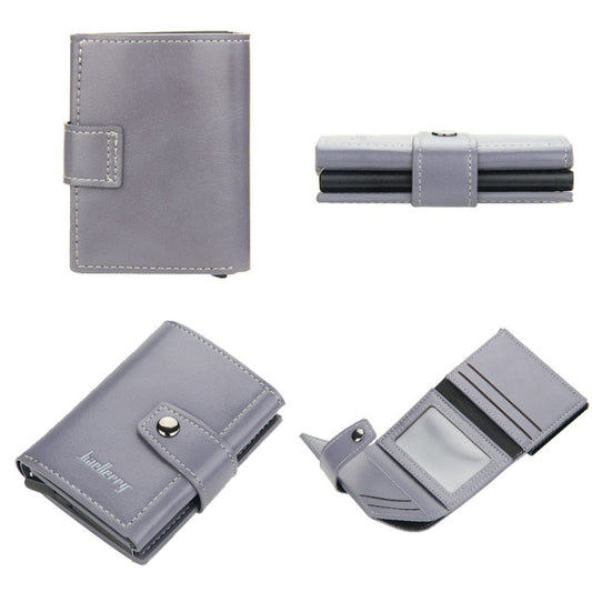 Baellerry RFID Anti-Theft Automatic Pop-Up Card Wallet Buckle Metal Aluminum Shell Card Holder(Grey) by Baellerry