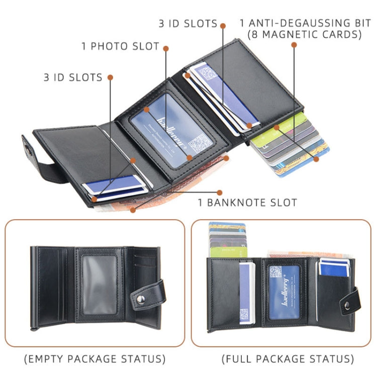 Baellerry RFID Anti-Theft Automatic Pop-Up Card Wallet Buckle Metal Aluminum Shell Card Holder(Coffee) - Antimagnetic RFID Package by Baellerry | Online Shopping UK | buy2fix