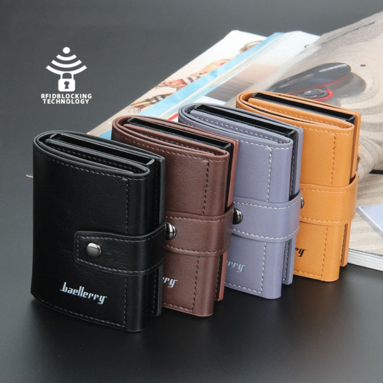 Baellerry RFID Anti-Theft Automatic Pop-Up Card Wallet Buckle Metal Aluminum Shell Card Holder(Coffee) - Antimagnetic RFID Package by Baellerry | Online Shopping UK | buy2fix