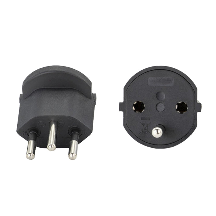 EU to Switzerland Convertible Plug With Ground Wire Travel Adaptor(Black) - Plug Adaptor by buy2fix | Online Shopping UK | buy2fix