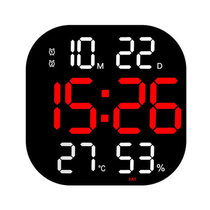 13-Inch LED Acrylic Electronic Clock Large-Screen Square Wall Clock With Timing Temperature Humidity(6632 White Red) - Wall Clock by buy2fix | Online Shopping UK | buy2fix