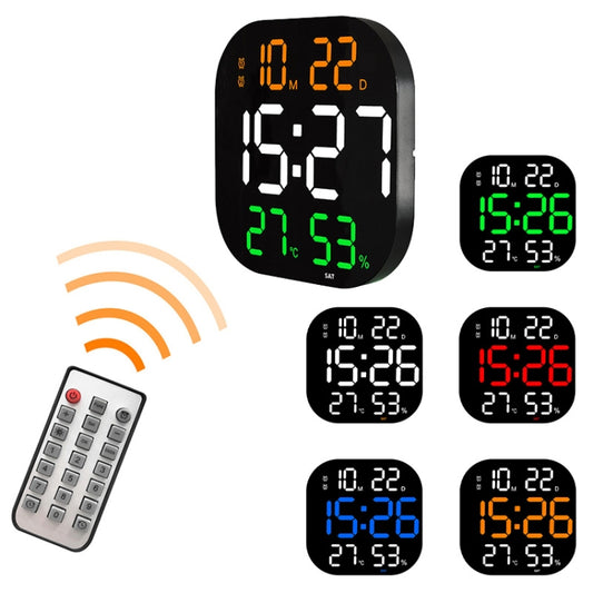 13-Inch LED Acrylic Electronic Clock Large-Screen Square Wall Clock With Timing Temperature Humidity(6632 White Red) - Wall Clock by buy2fix | Online Shopping UK | buy2fix