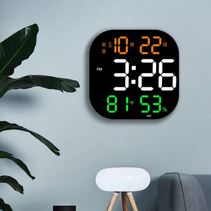 13-Inch LED Acrylic Electronic Clock Large-Screen Square Wall Clock With Timing Temperature Humidity(6632 White Red) - Wall Clock by buy2fix | Online Shopping UK | buy2fix