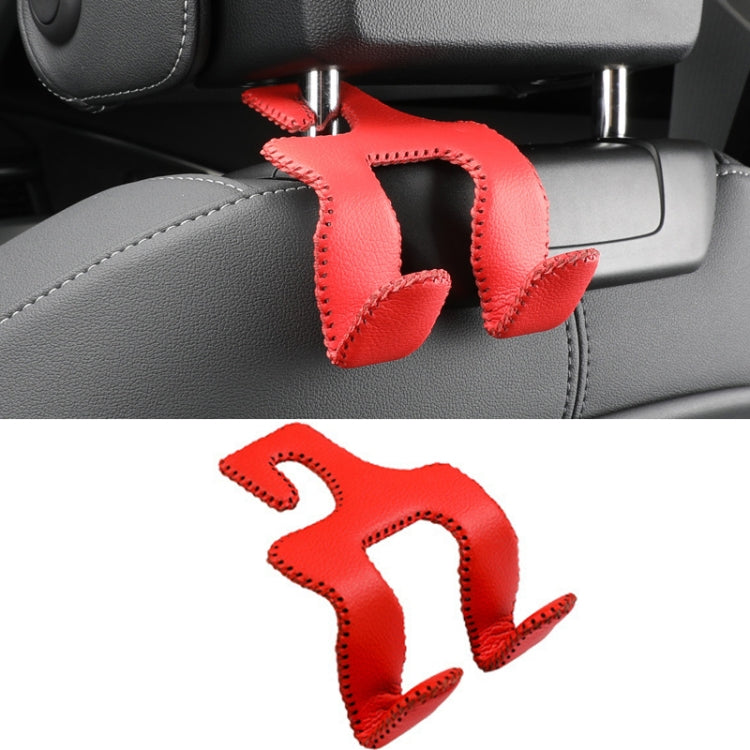 Car Double Hook Stainless Steel Rear Headrest Mobile Phone Holder(Red) by buy2fix