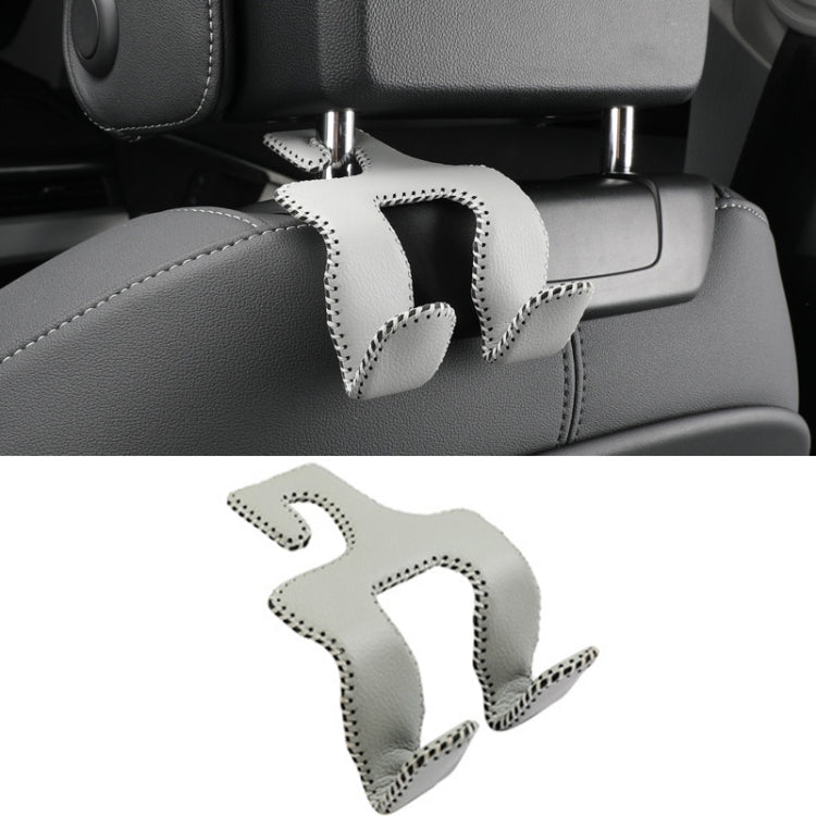 Car Double Hook Stainless Steel Rear Headrest Mobile Phone Holder(Gray) by buy2fix