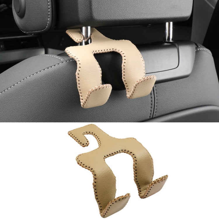 Car Double Hook Stainless Steel Rear Headrest Mobile Phone Holder(Beige) by buy2fix
