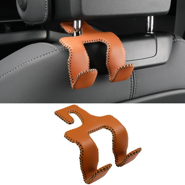 Car Double Hook Stainless Steel Rear Headrest Mobile Phone Holder(Brown) by buy2fix