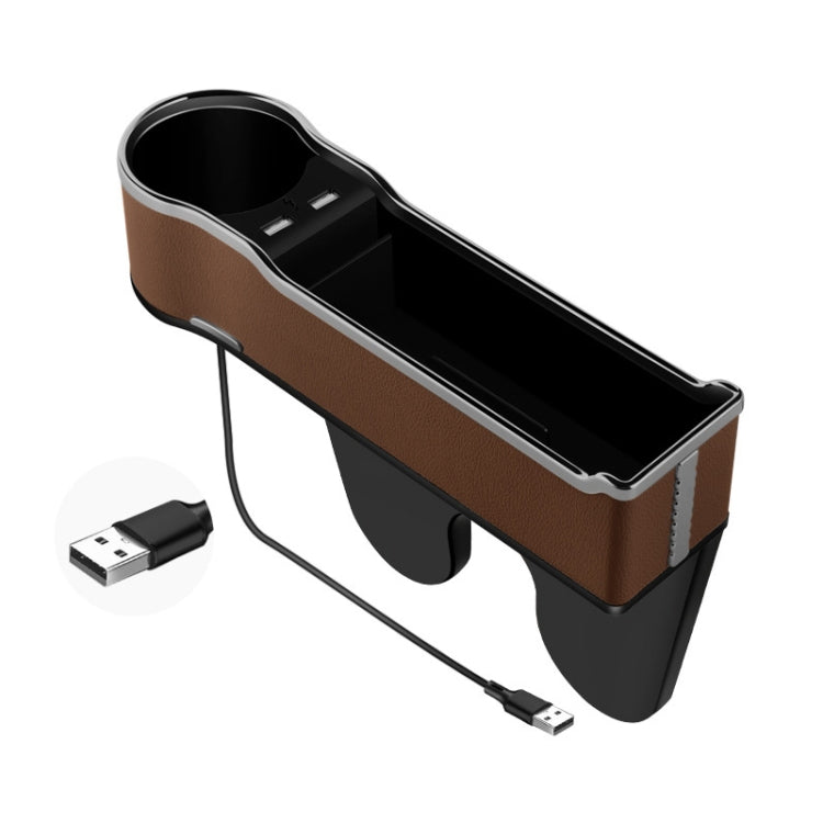Car Seat Gap Storage Box Multifunctional Mobile Phone USB Charger, Color: Standard Brown by buy2fix