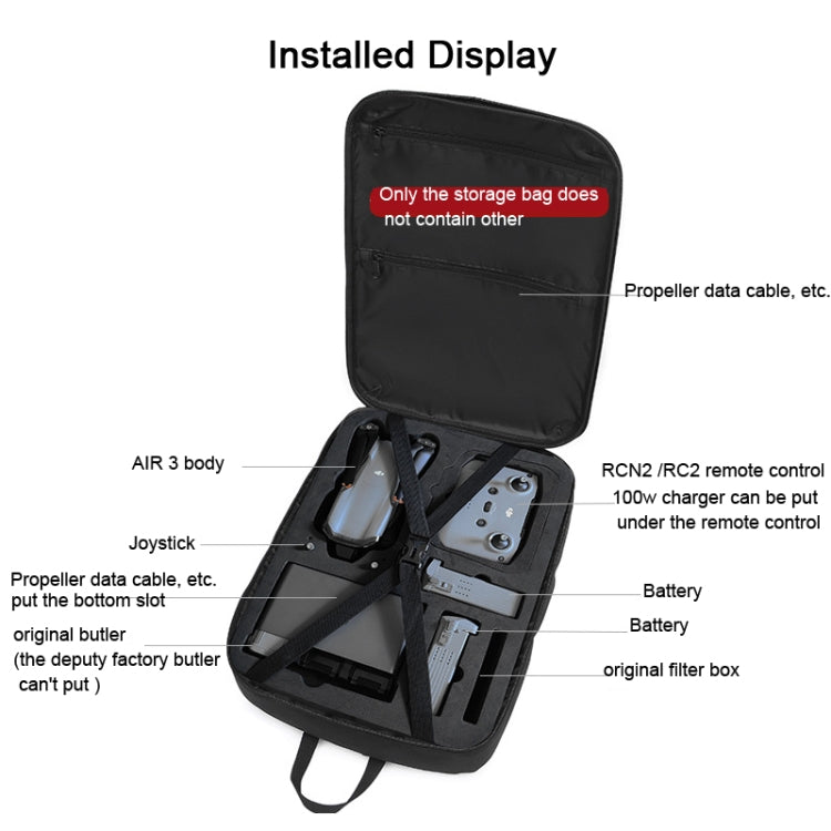 For DJI AIR 3 Storage Bag Backpack Compatible with RC-N2 or RC 2 Remote Control(Black) by buy2fix