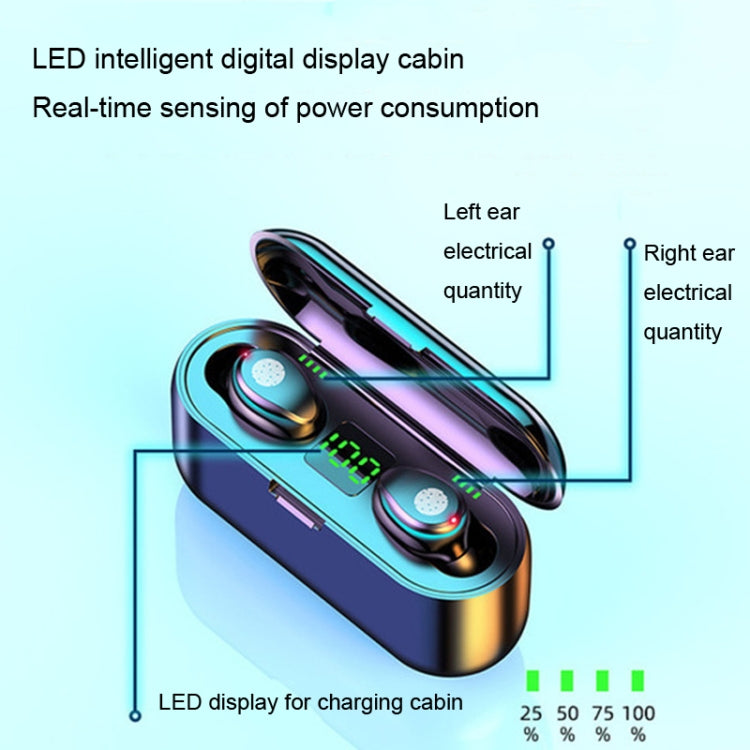 F9-2 LED Digital Display Wireless In-Ear Noise Reduction Long Life Bluetooth Headset(Black) by buy2fix