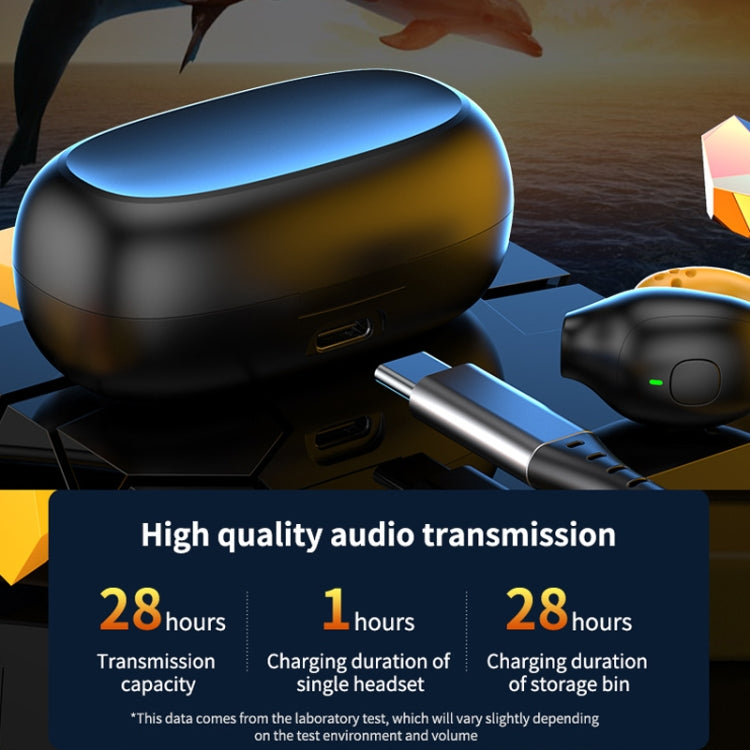 R18 LED Digital Display Wireless Ear Clip Noise Reduction Bluetooth Headset(Black Yellow) by buy2fix