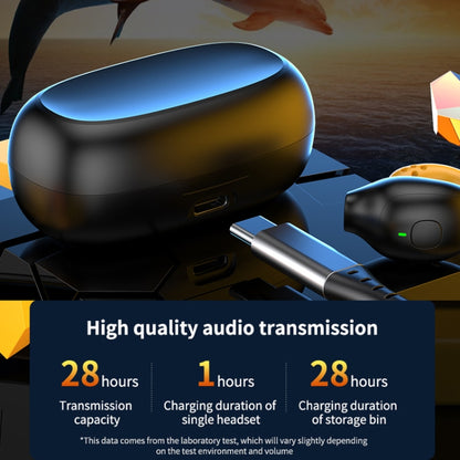 R18 LED Digital Display Wireless Ear Clip Noise Reduction Bluetooth Headset(Black Yellow) by buy2fix