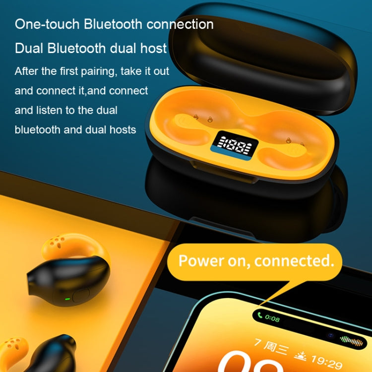 R18 LED Digital Display Wireless Ear Clip Noise Reduction Bluetooth Headset(Black Yellow) by buy2fix