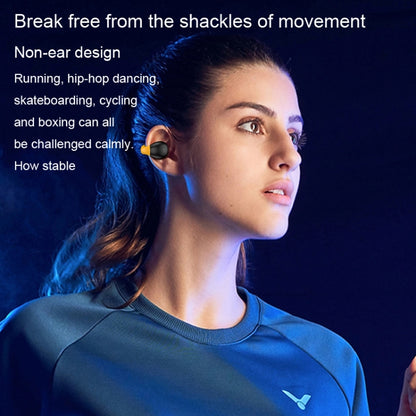 R18 LED Digital Display Wireless Ear Clip Noise Reduction Bluetooth Headset(Black Yellow) by buy2fix