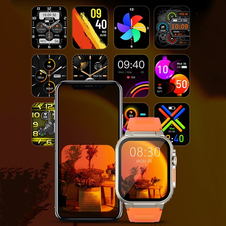 A70 1.96 Inch Health Monitoring Multifunctional IP68 Waterproof Bluetooth Call Smart Watch(Orange) by buy2fix