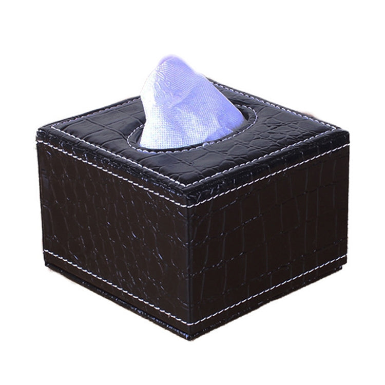 Crocodile Pattern Hotel Restaurant Leather Square Paper Box Car Tissue Box by buy2fix